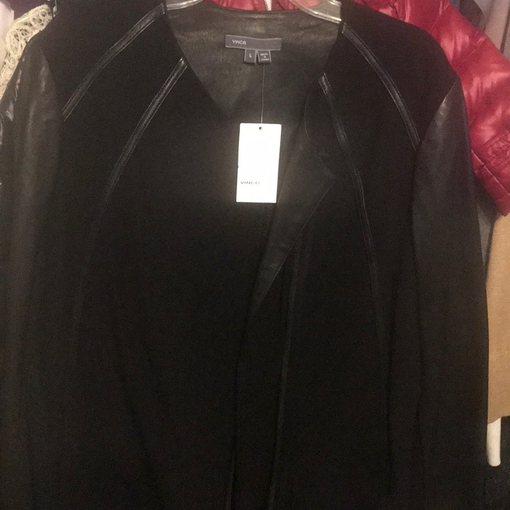 Never worn Vince leather zip jacket